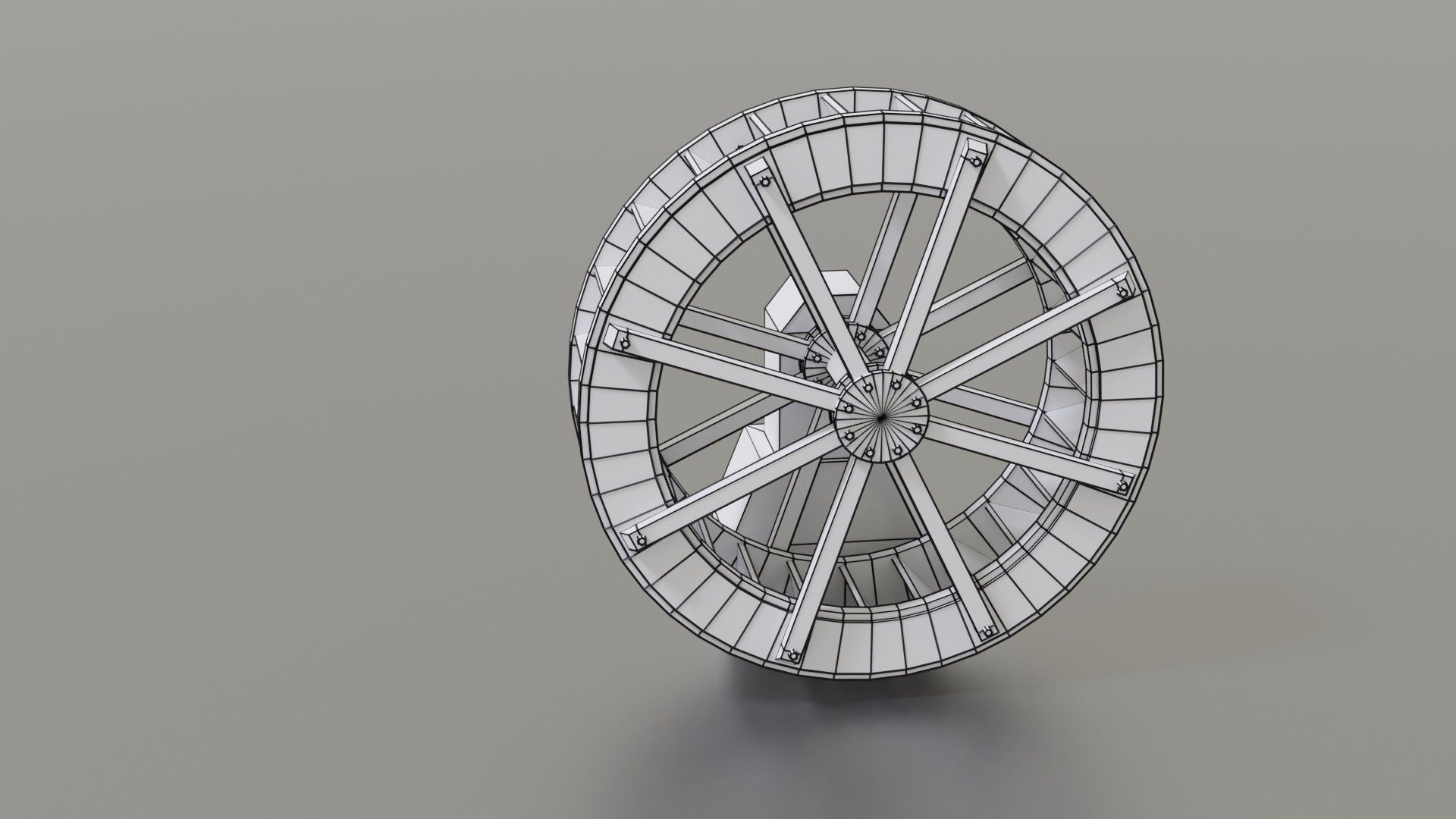 Water wheel Low-poly 3D model_45