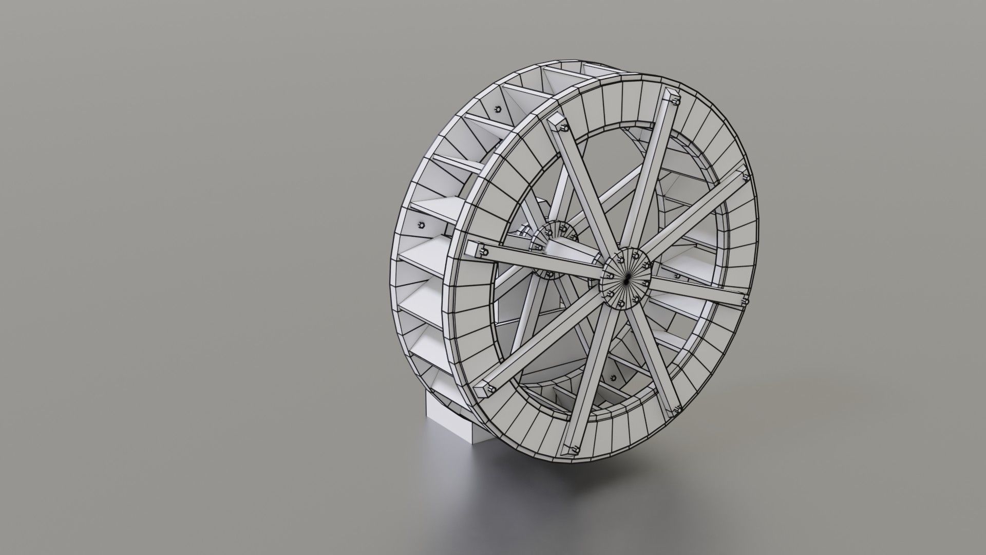 Water wheel Low-poly 3D model_47