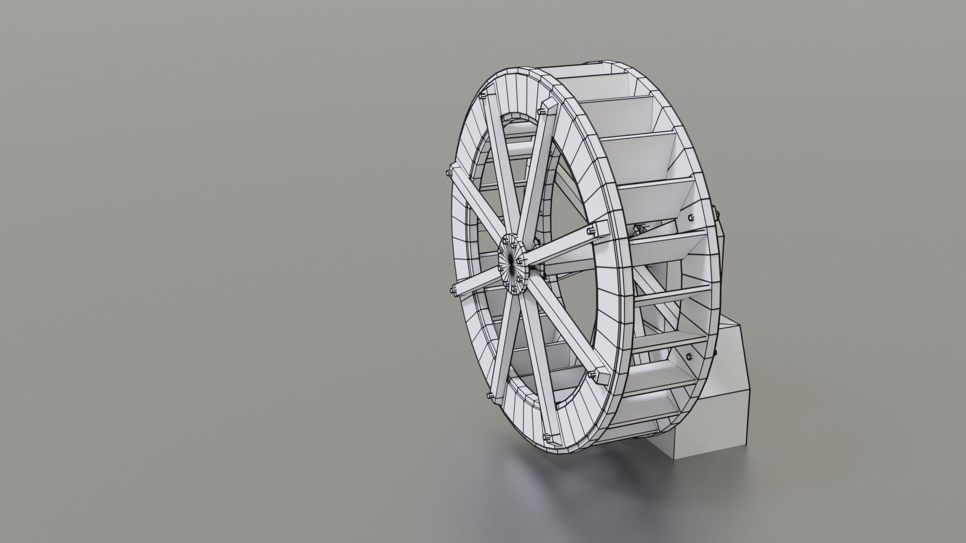 Water wheel Low-poly 3D model_41