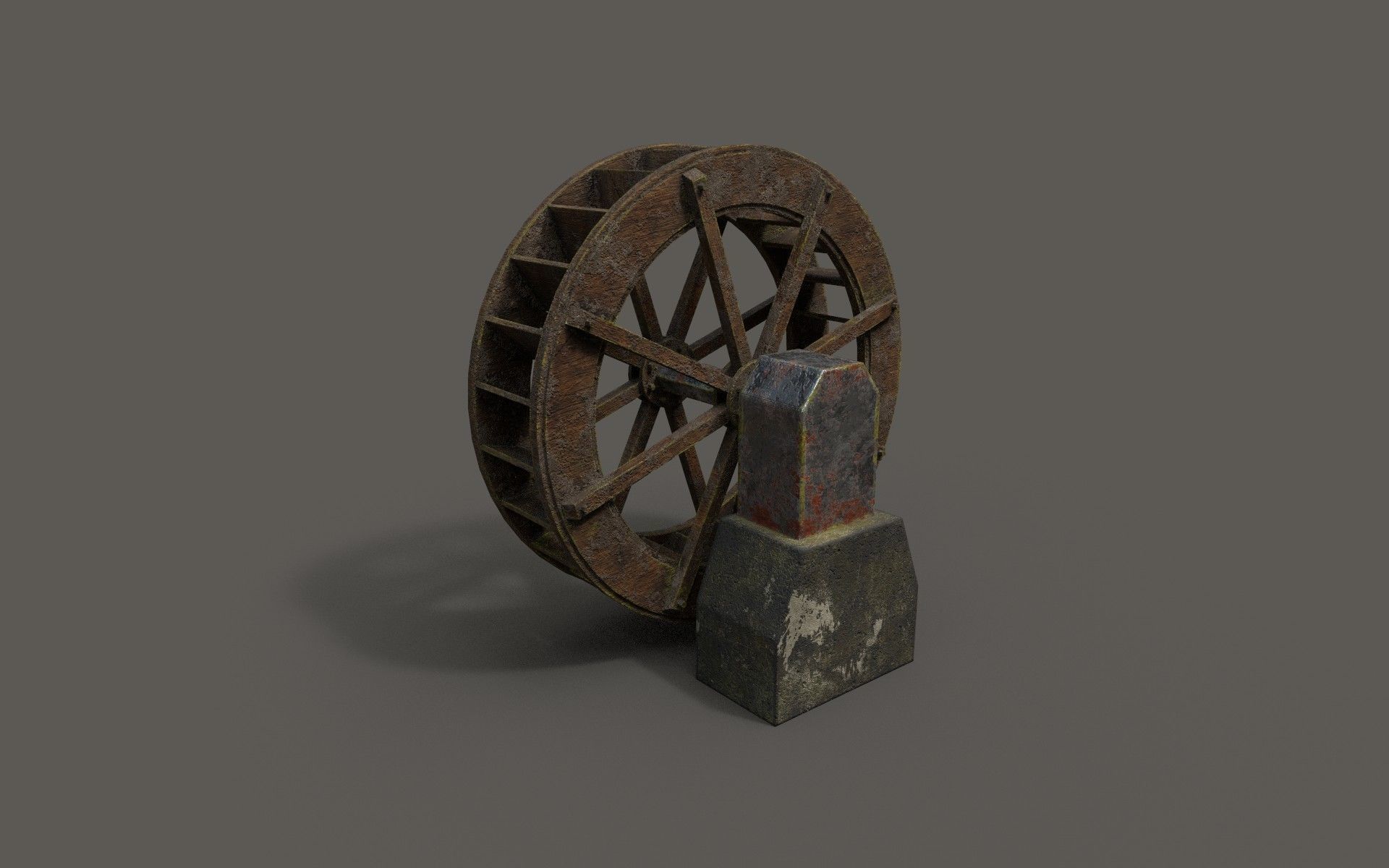 Water wheel Low-poly 3D model_51