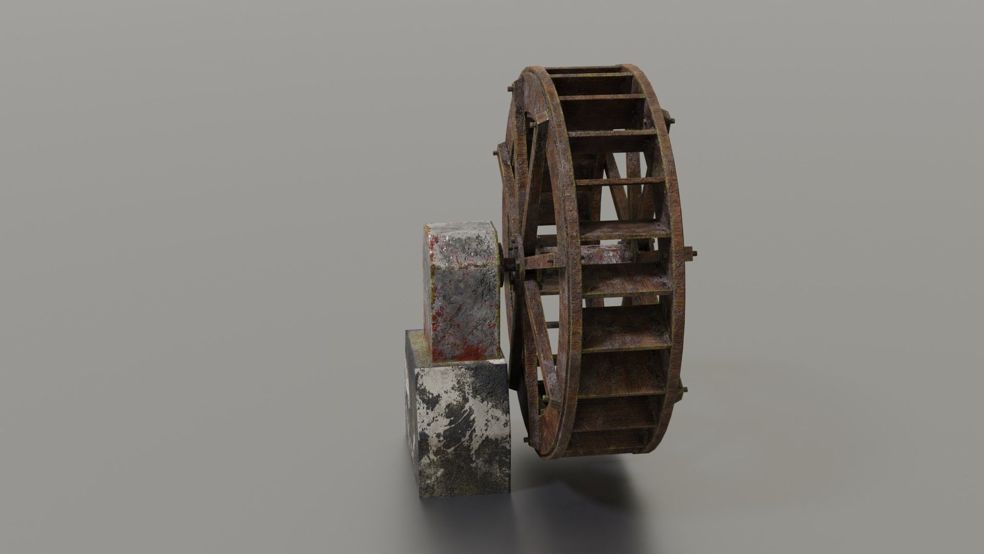 Water wheel Low-poly 3D model_6