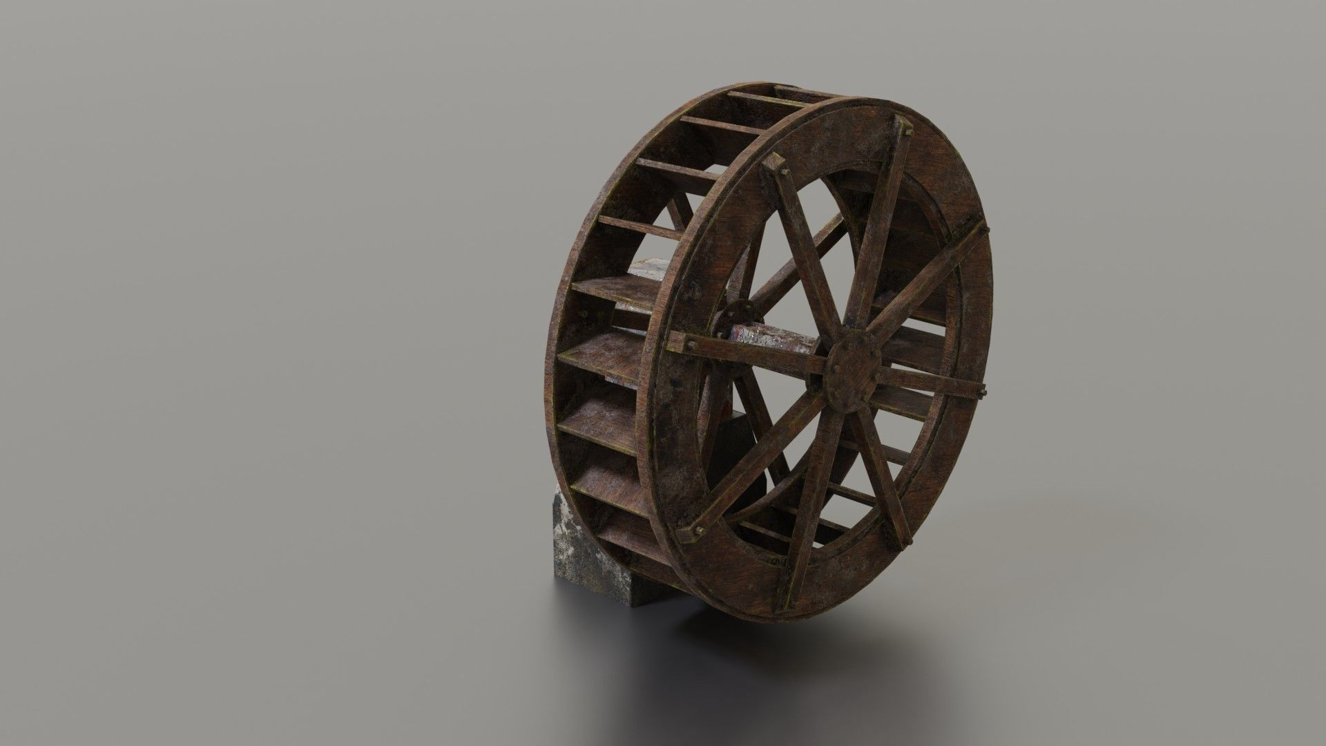 Water wheel Low-poly 3D model_23