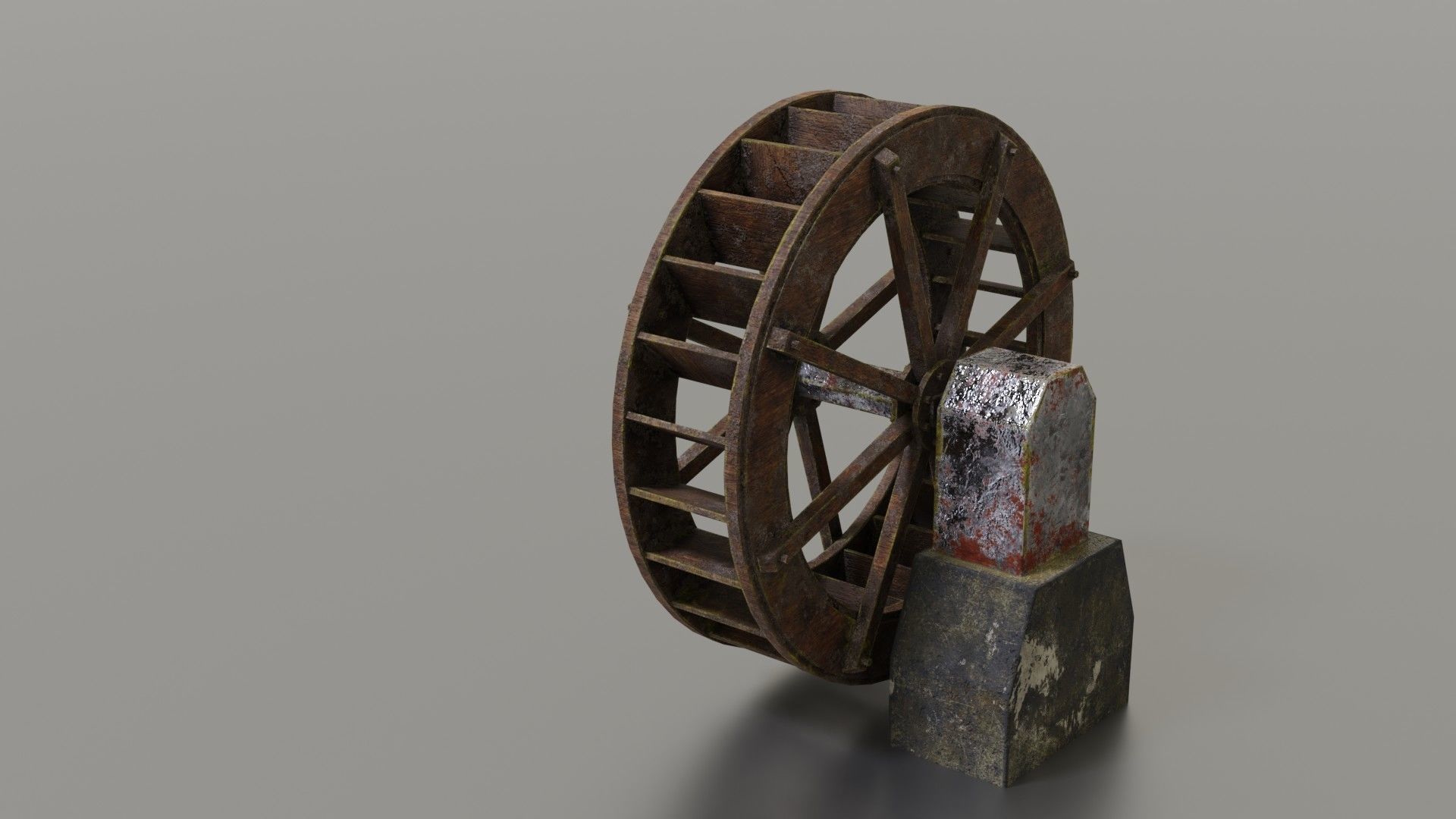 Water wheel Low-poly 3D model_13
