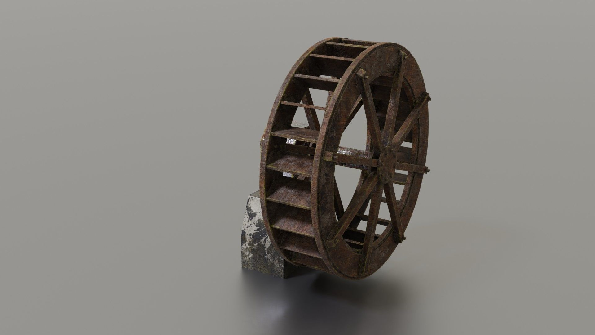 Water wheel Low-poly 3D model_25