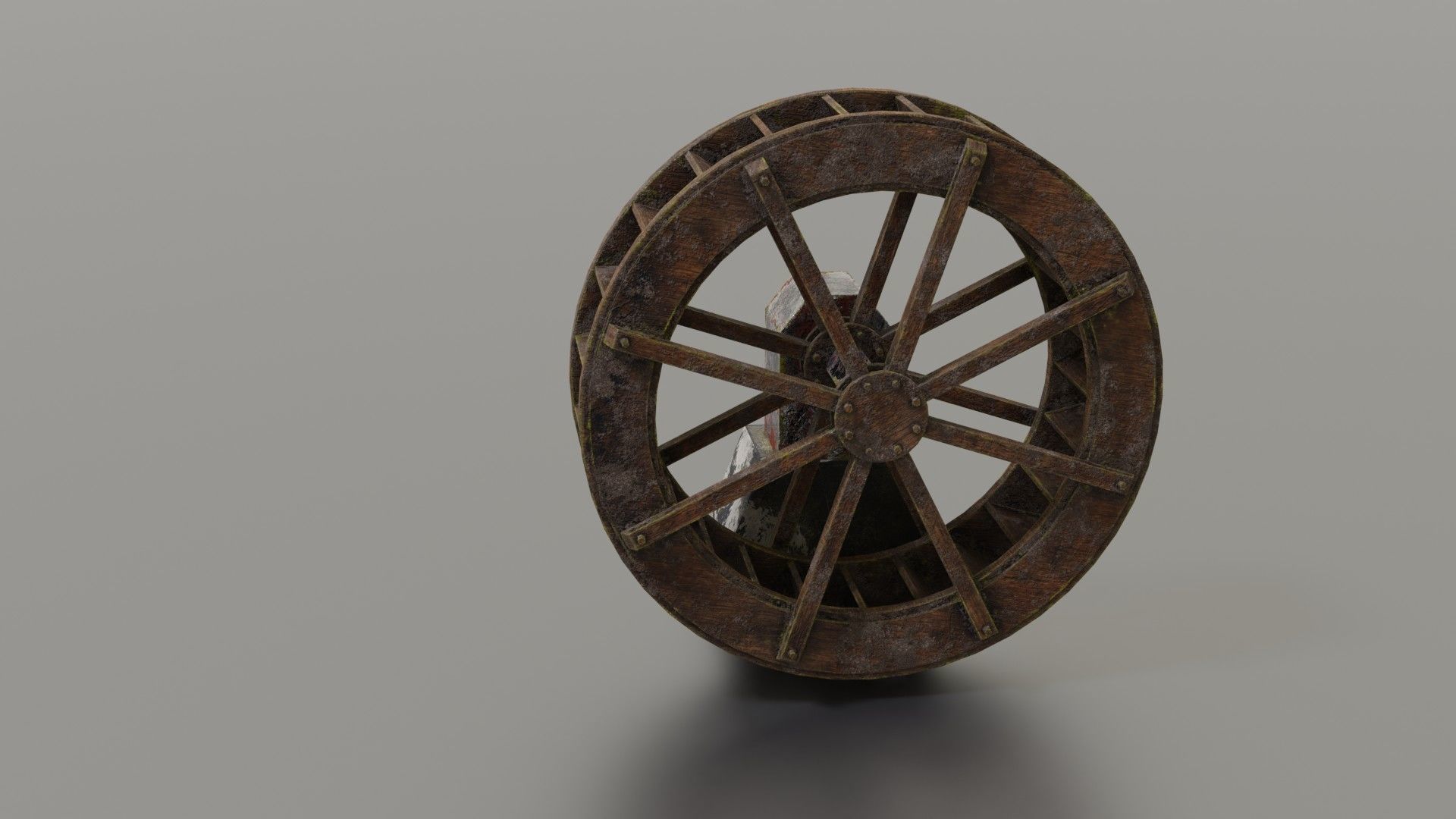 Water wheel Low-poly 3D model_20