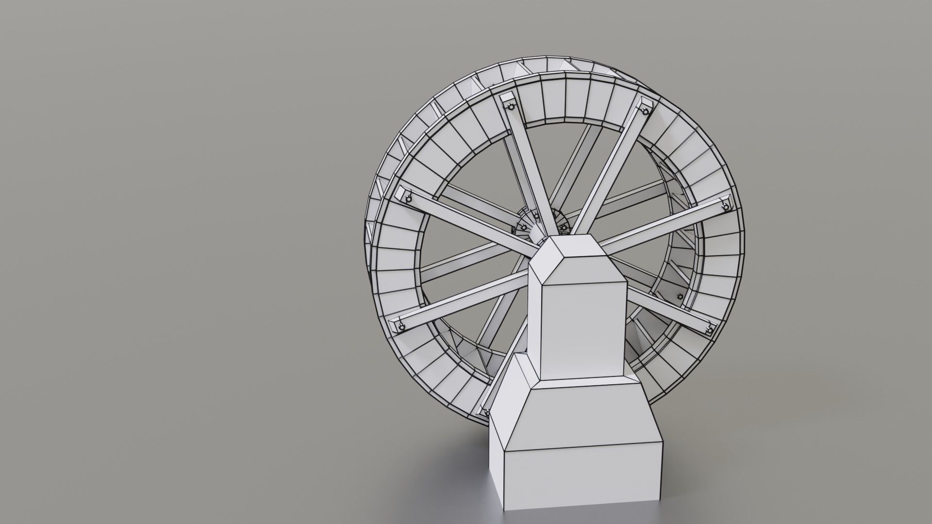 Water wheel Low-poly 3D model_36
