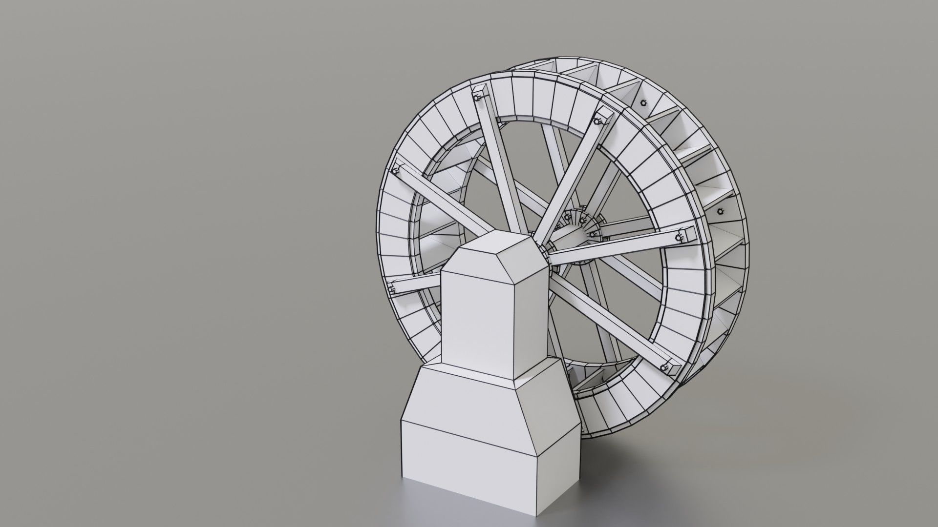 Water wheel Low-poly 3D model_34