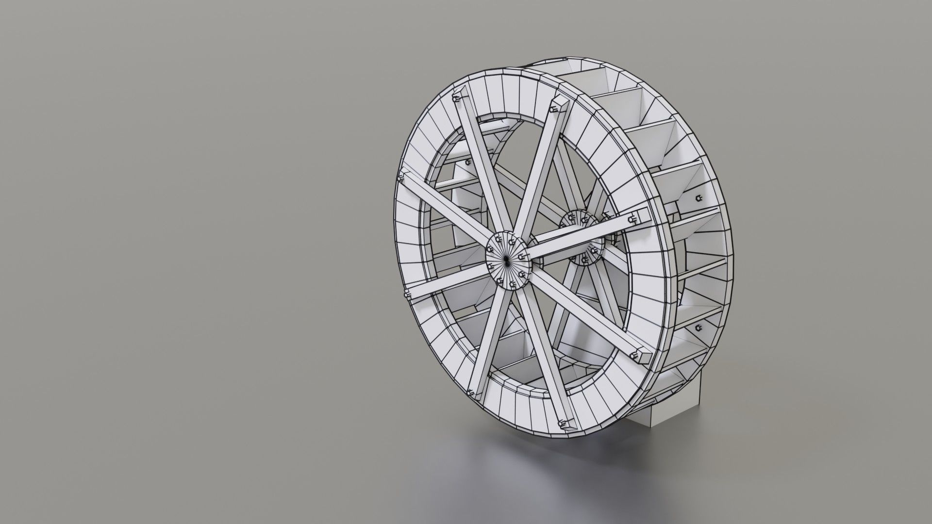 Water wheel Low-poly 3D model_42