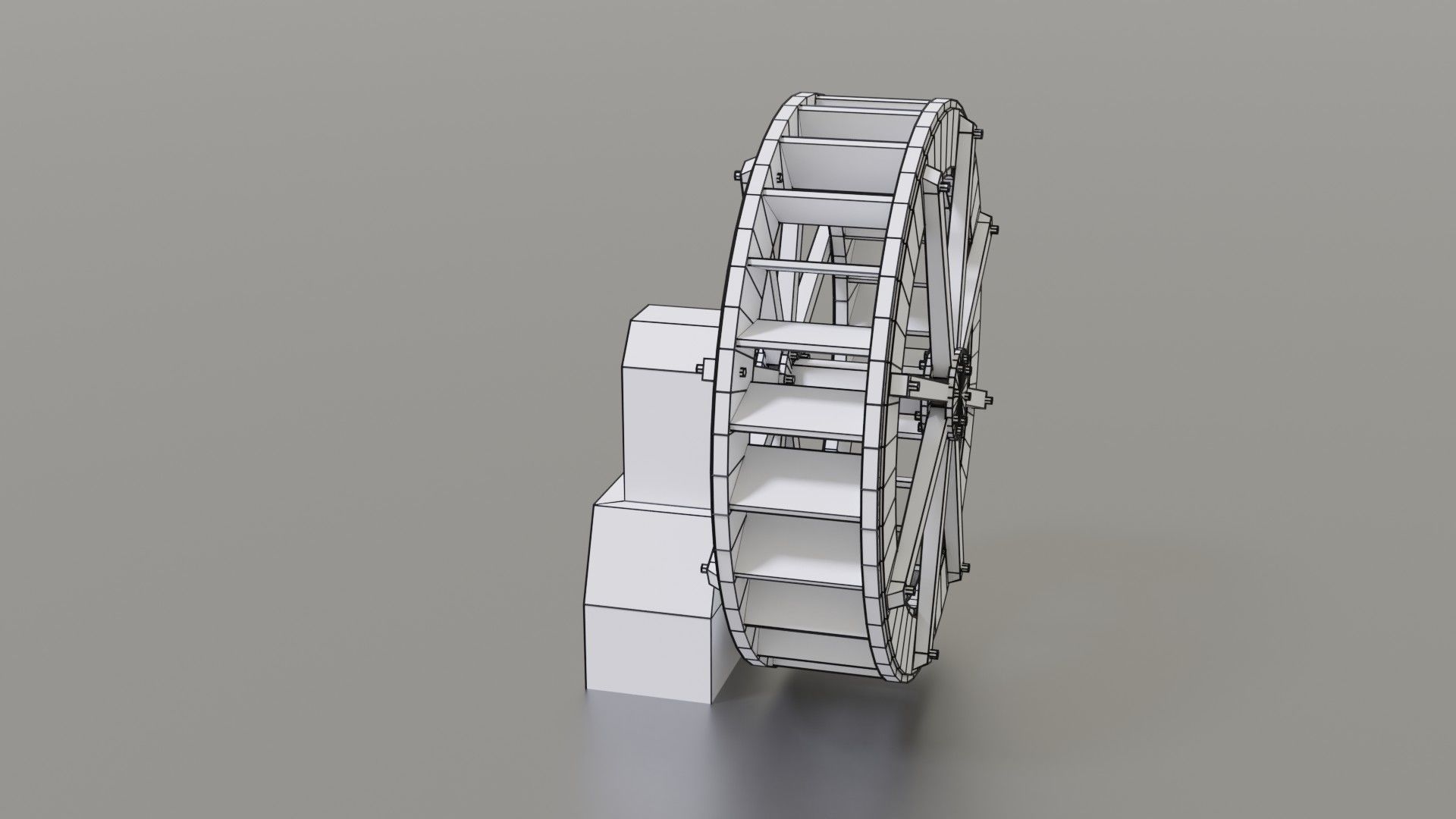 Water wheel Low-poly 3D model_29