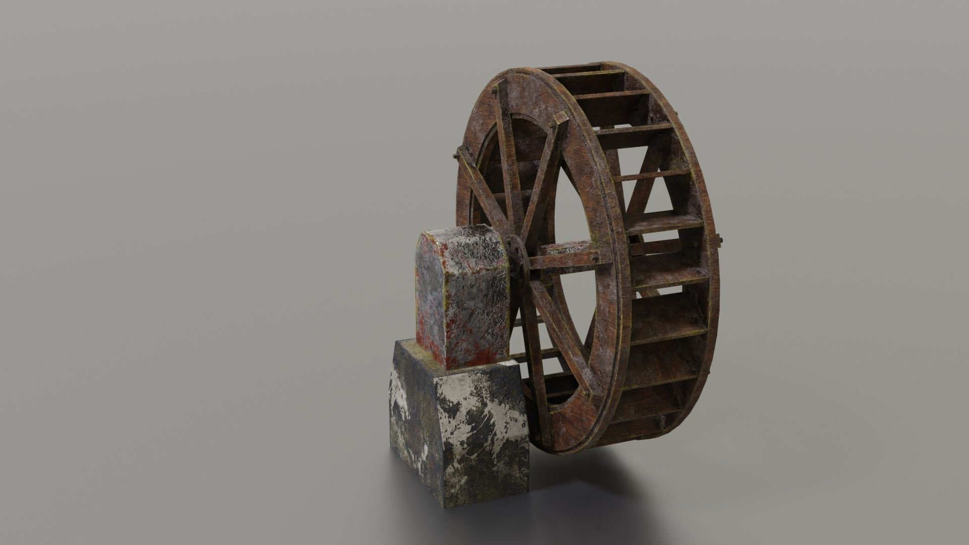Water wheel Low-poly 3D model_7