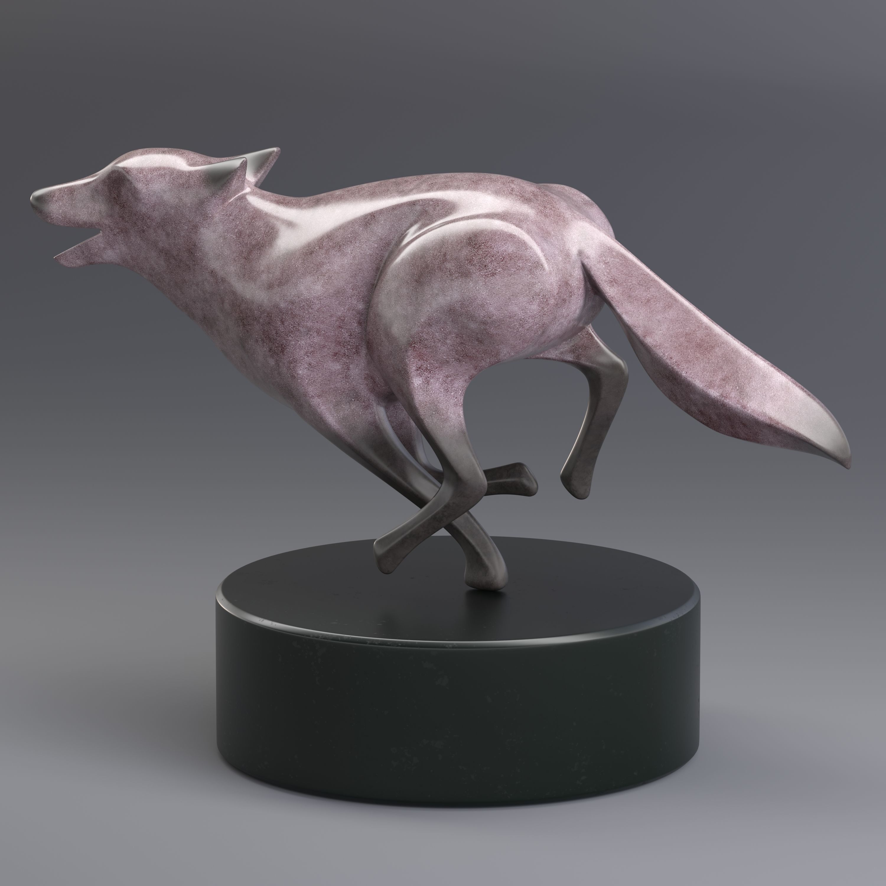Twilight fox sculpture printable 3D model 3D print model_2