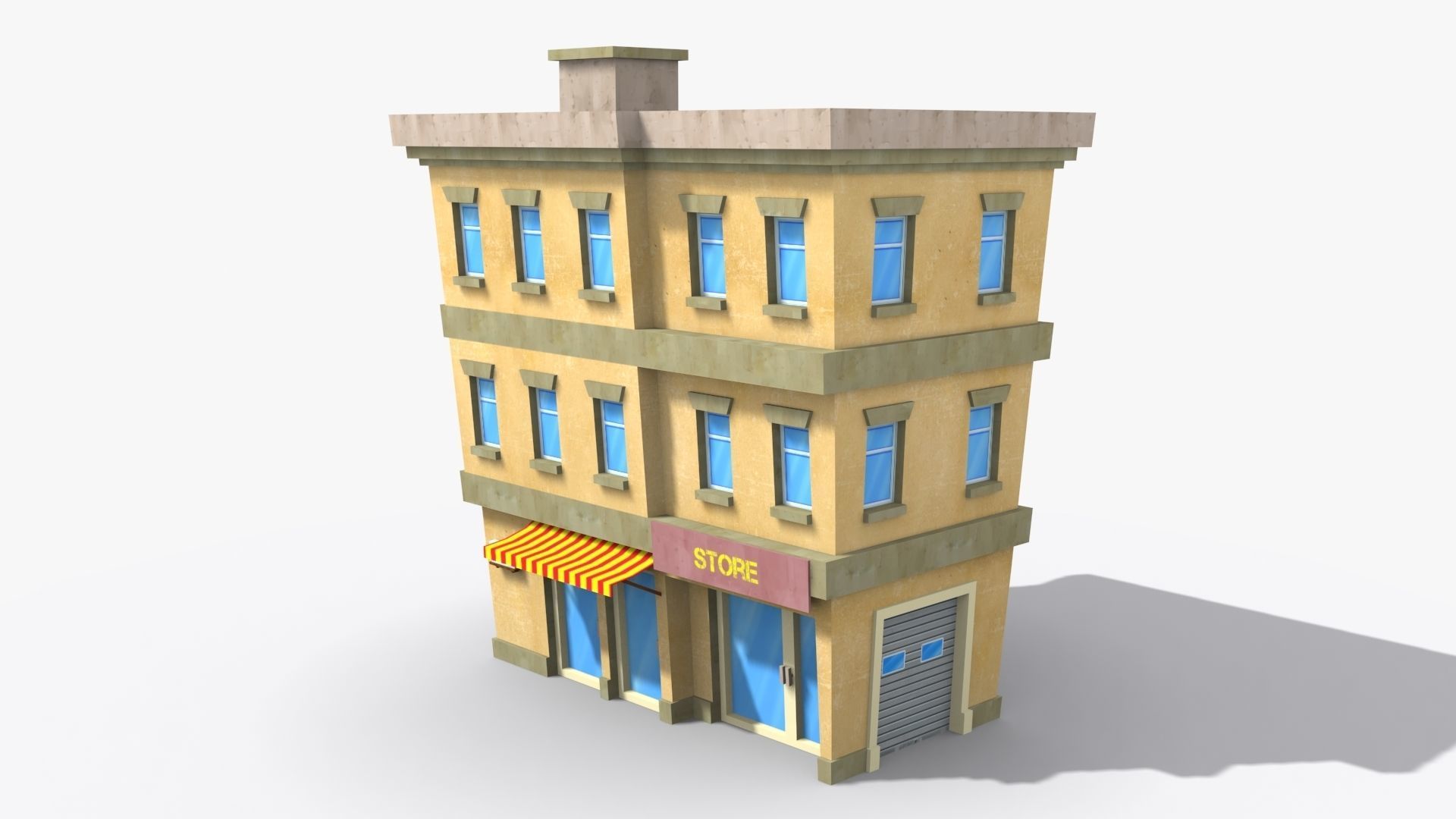 Cartoon Building x1 Low-poly 3D model_4