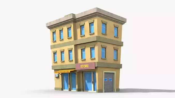 Cartoon Building x1 Low-poly 3D model