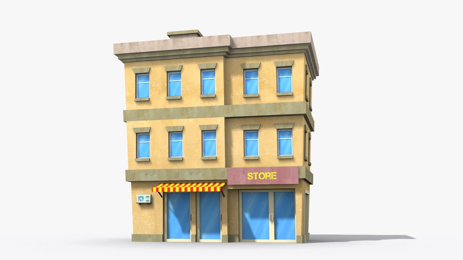 Cartoon Building x1 Low-poly 3D model_1
