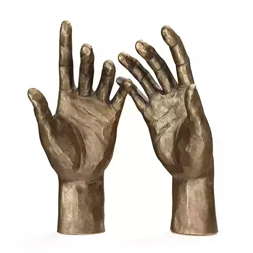 Adams hands sculpture brass