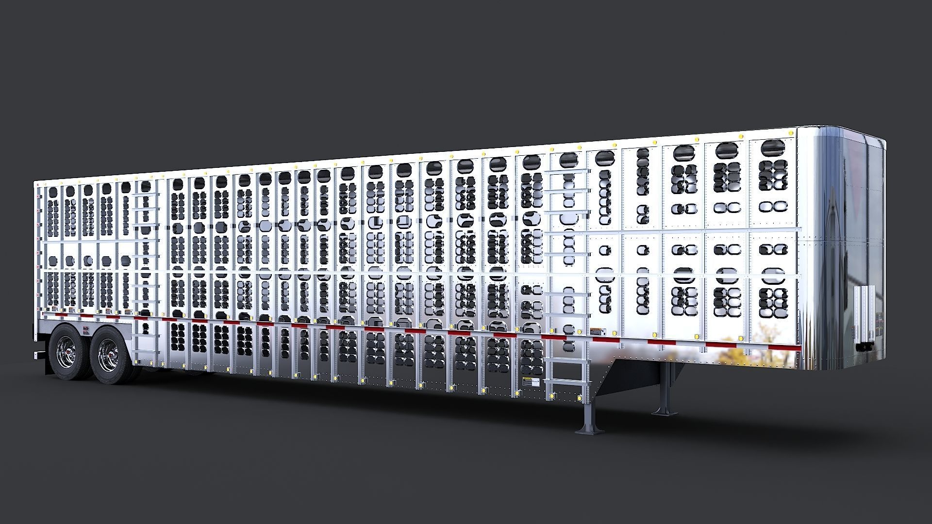 Livestock Semi Trailer  Low-poly 3D model_5
