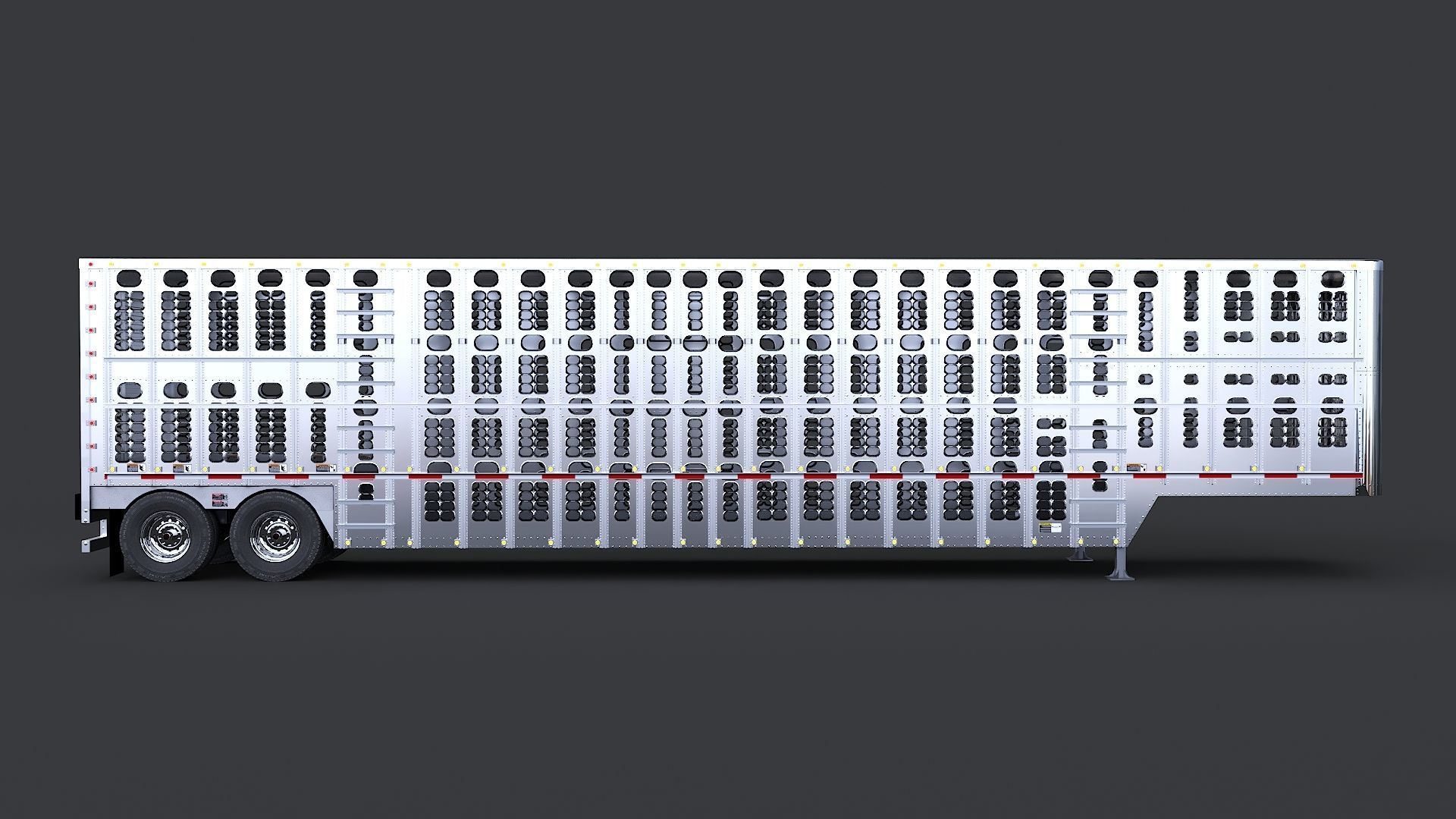 Livestock Semi Trailer  Low-poly 3D model_4