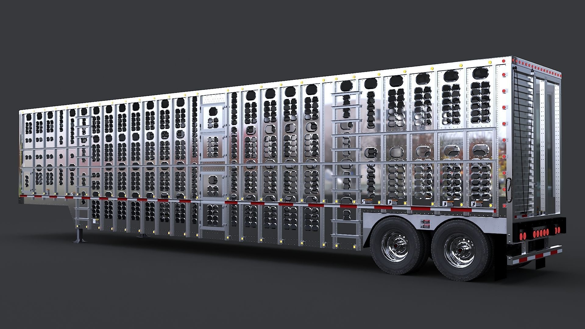 Livestock Semi Trailer  Low-poly 3D model_2
