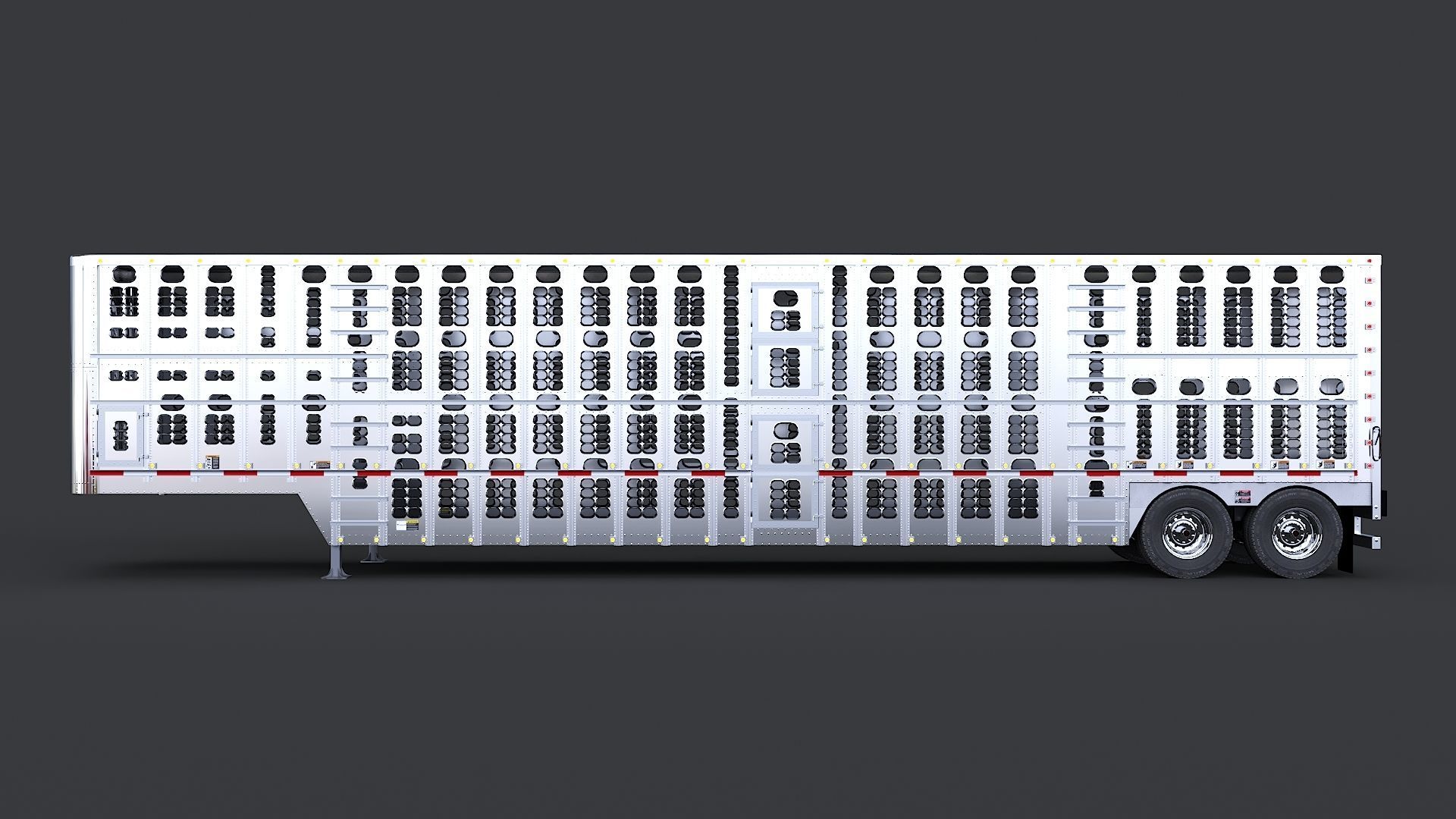 Livestock Semi Trailer  Low-poly 3D model_3