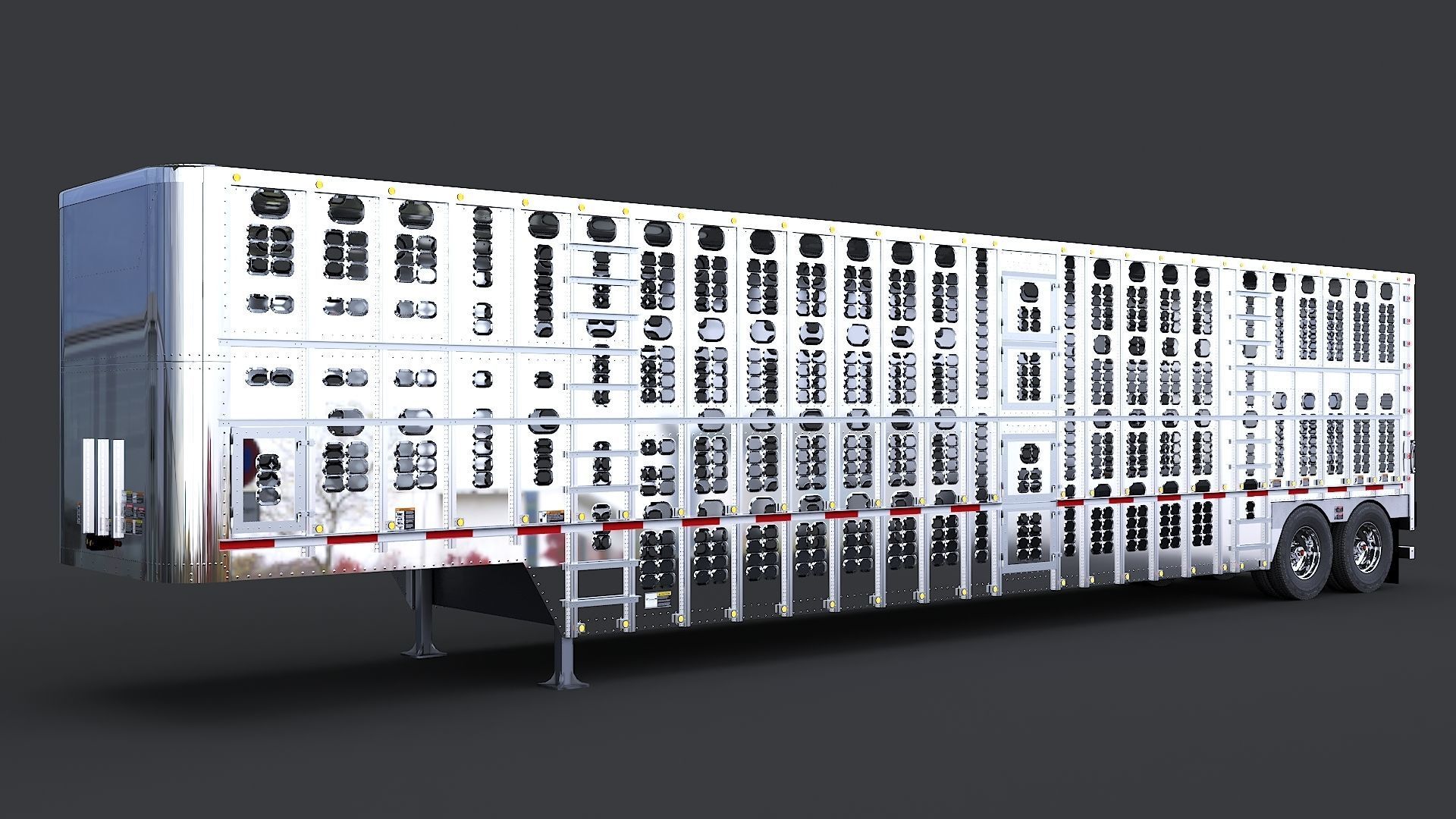 Livestock Semi Trailer  Low-poly 3D model_6