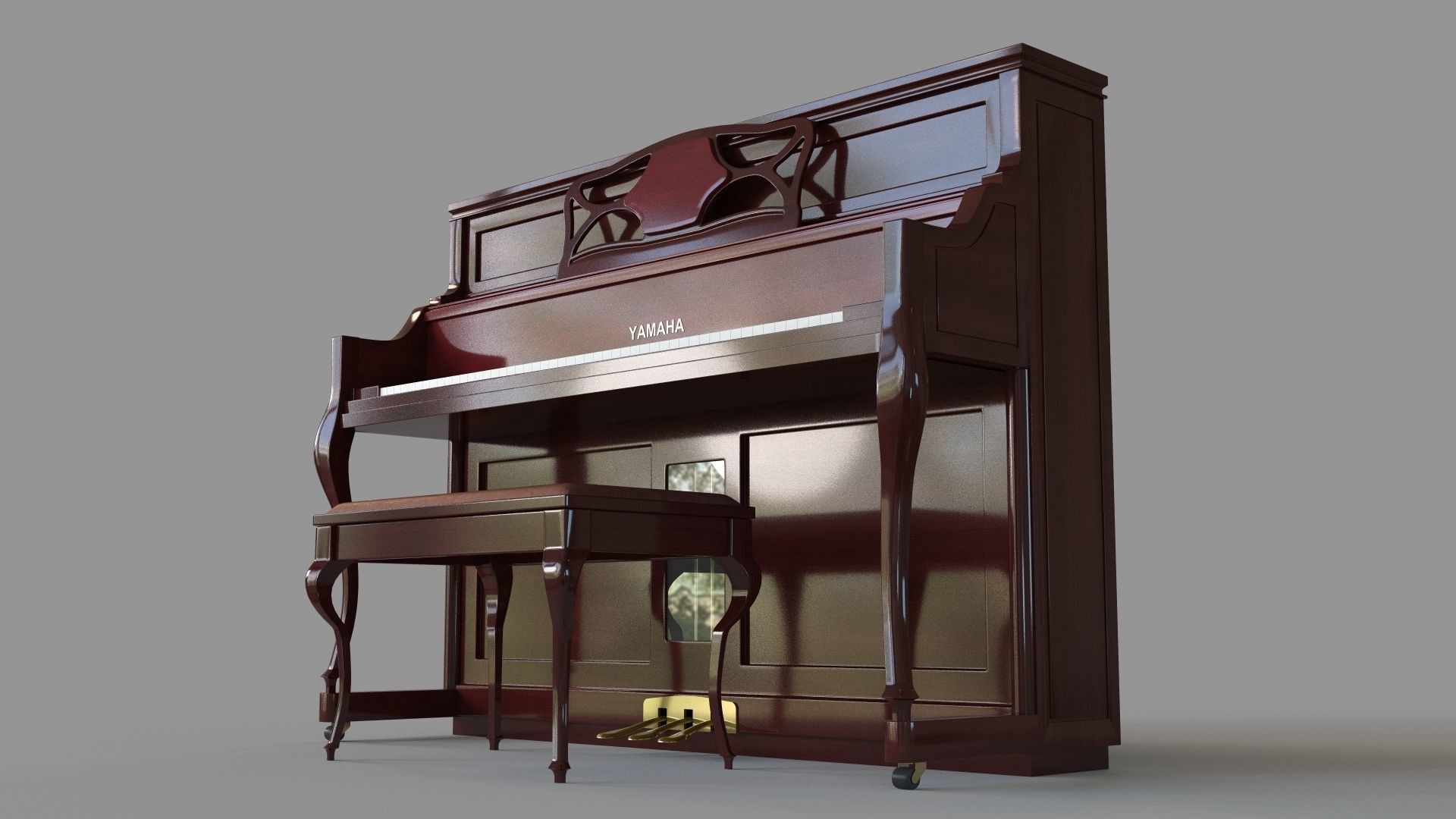 Yamaha Upright Piano M3 Series 3D model_4