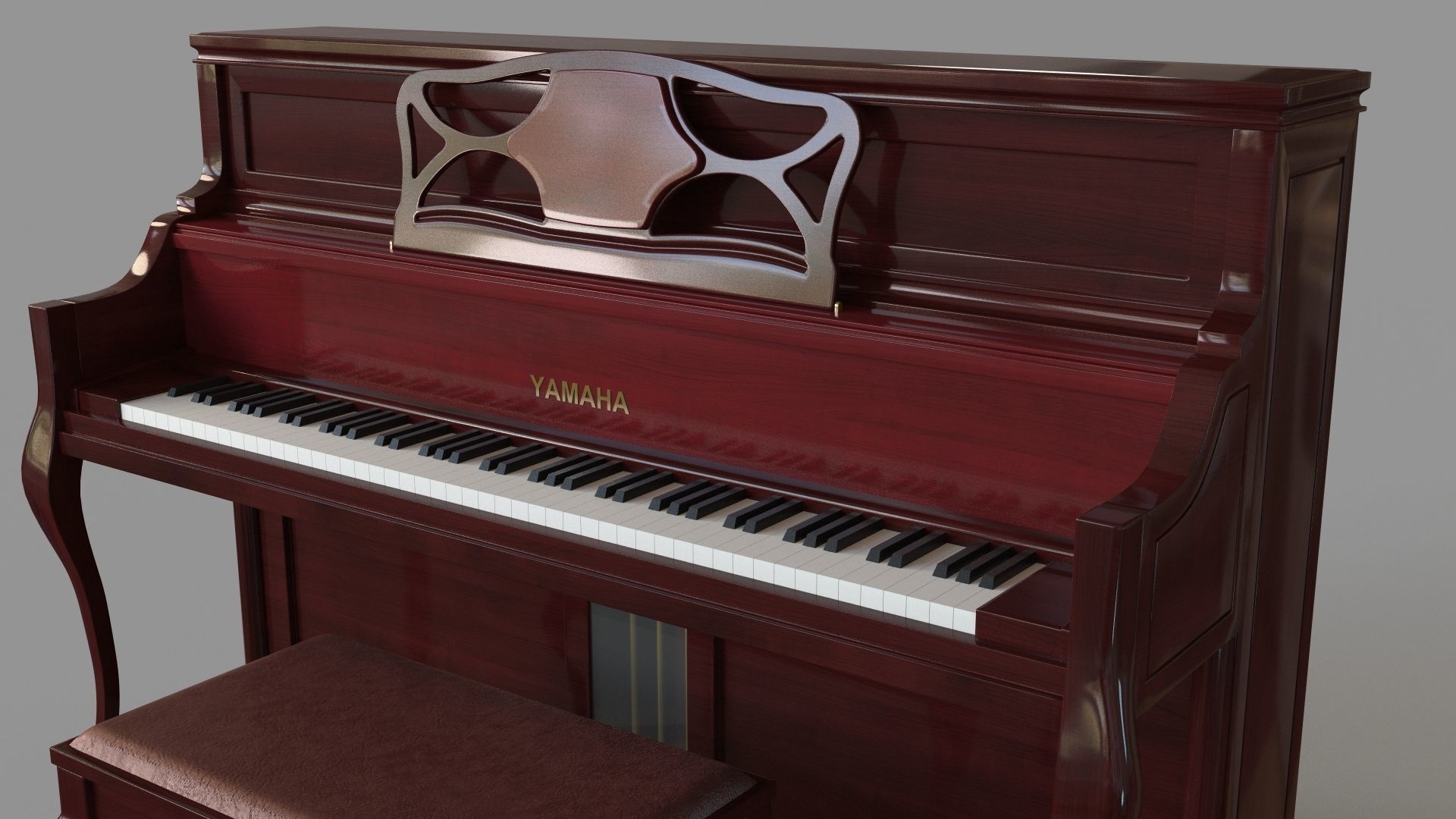 Yamaha Upright Piano M3 Series 3D model_5
