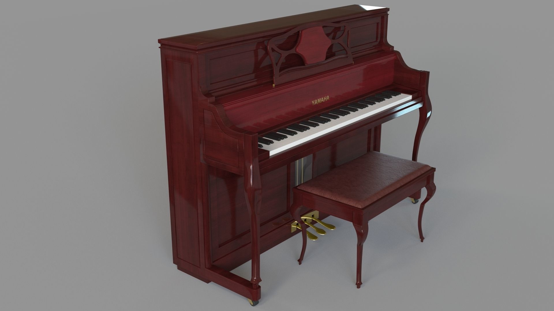 Yamaha Upright Piano M3 Series 3D model_2