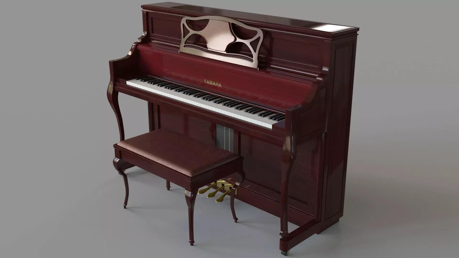 Yamaha Upright Piano M3 Series 3D model_0