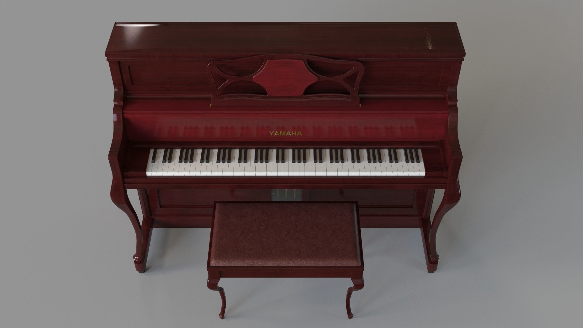 Yamaha Upright Piano M3 Series 3D model_3
