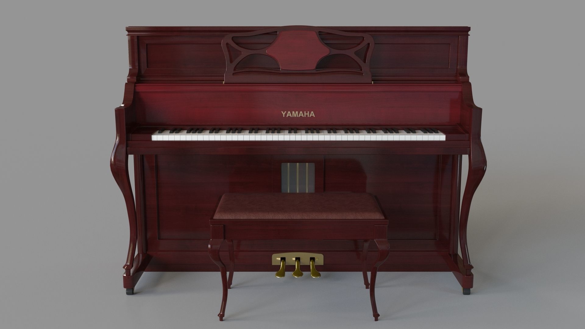 Yamaha Upright Piano M3 Series 3D model_1