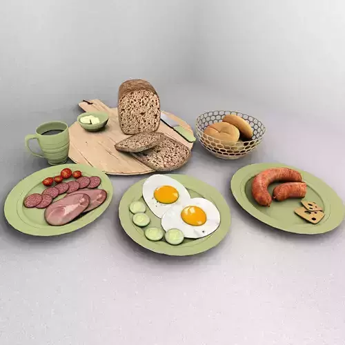 Polish breakfast - food set 3d 