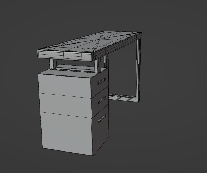 Office Table  Low-poly 3D model_7