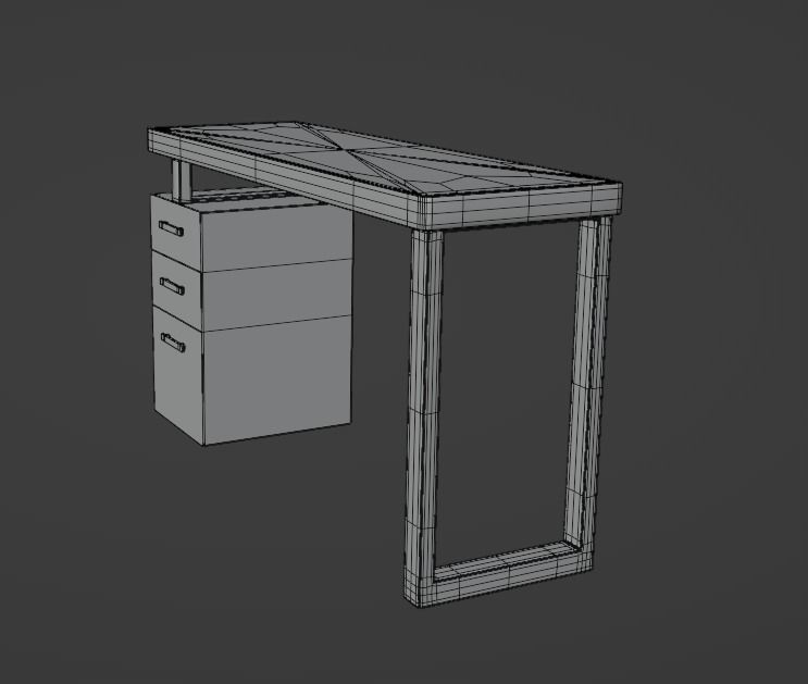 Office Table  Low-poly 3D model_6