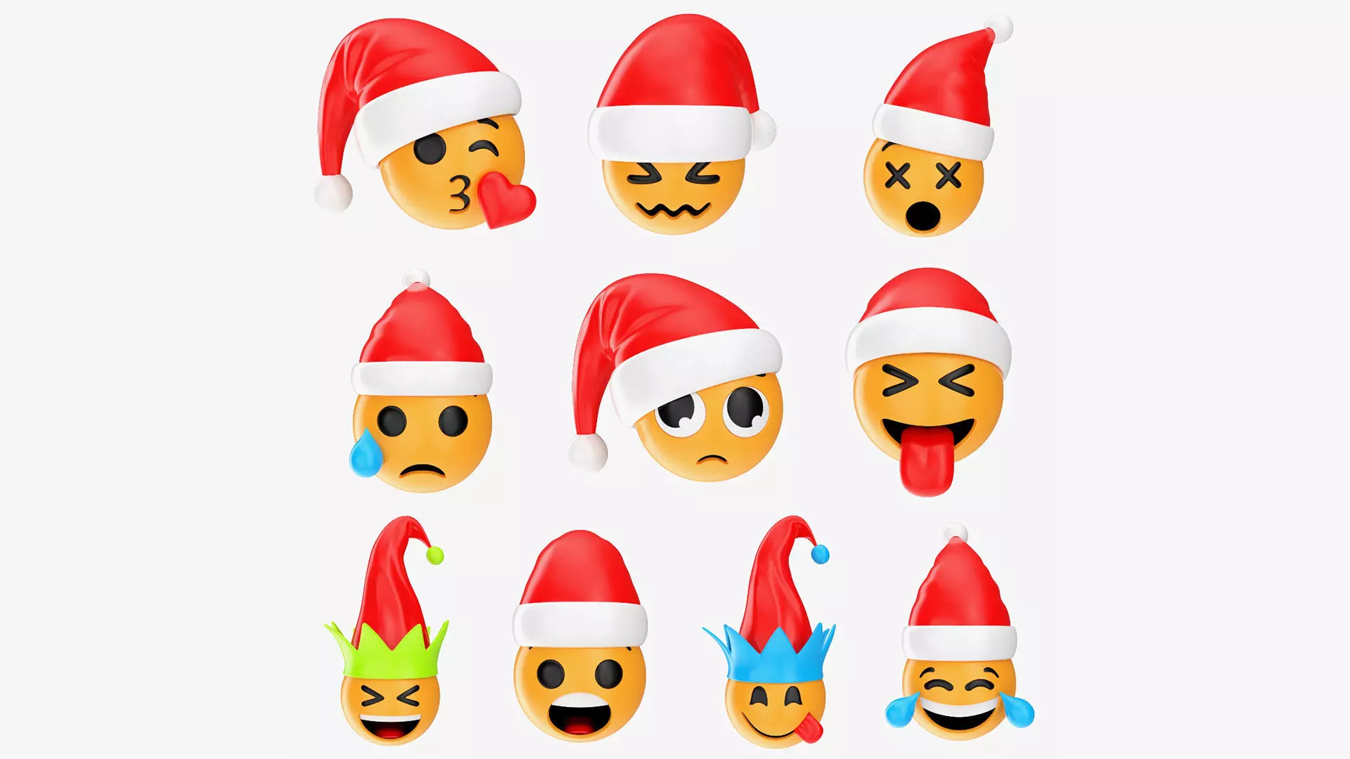 Emoji pack Christmas 090-099 3D model_0