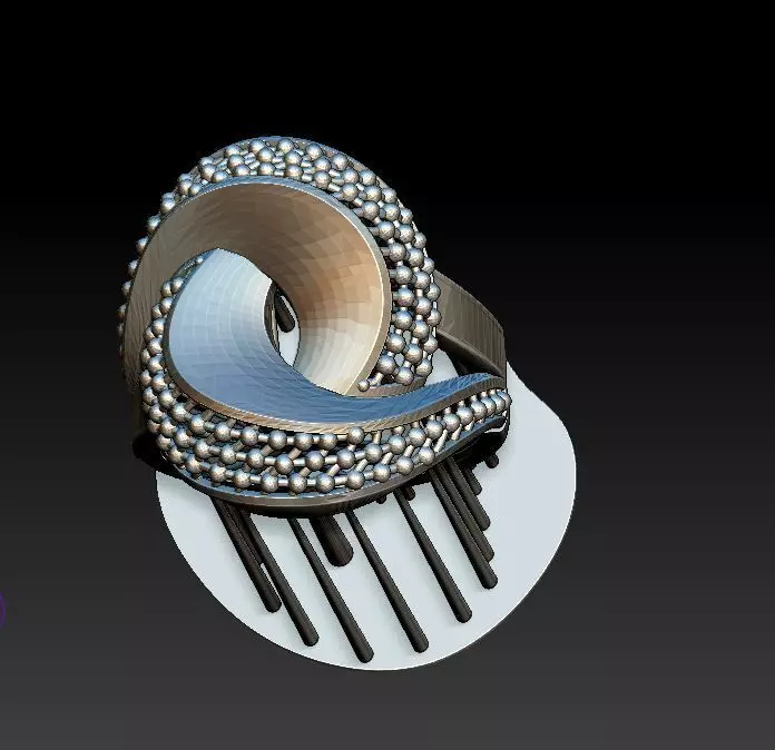 ring67 silver hair comb 3D print model