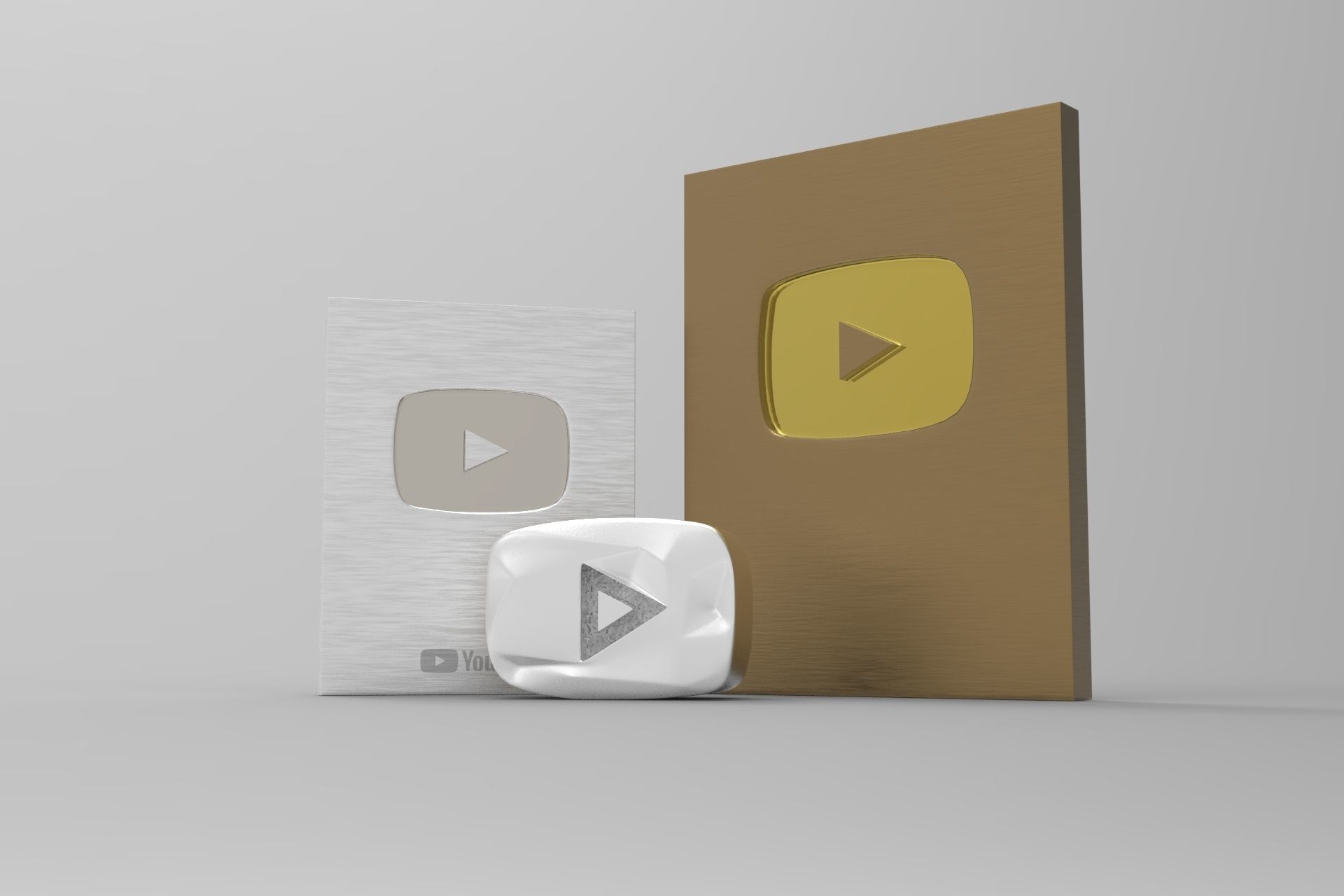 Youtube Plate Awards Low-poly 3D model_3