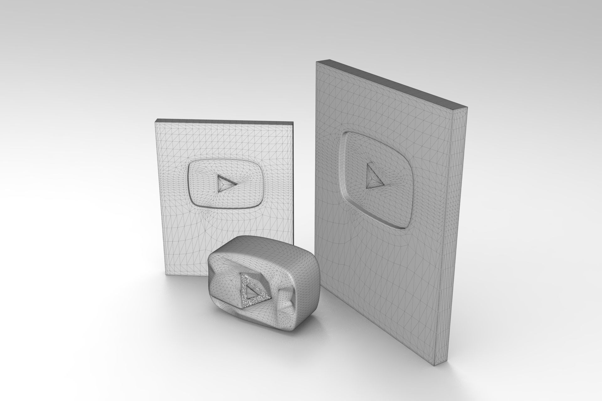 Youtube Plate Awards Low-poly 3D model_5