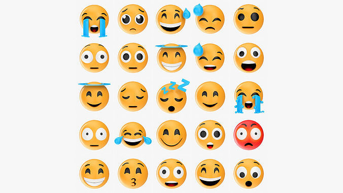 Emoji pack V2 026-050 3D model