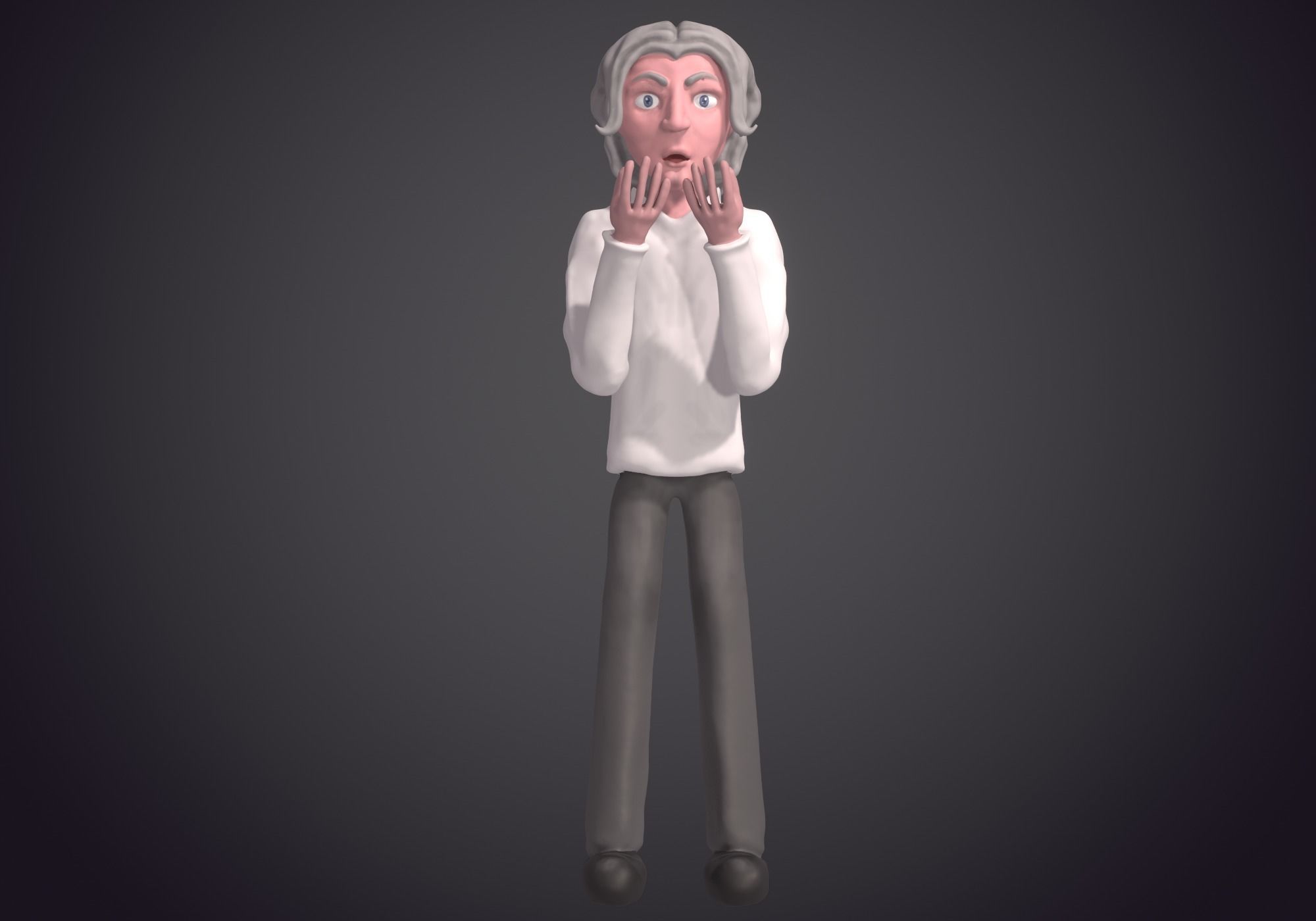 old man shocked 3D model_2