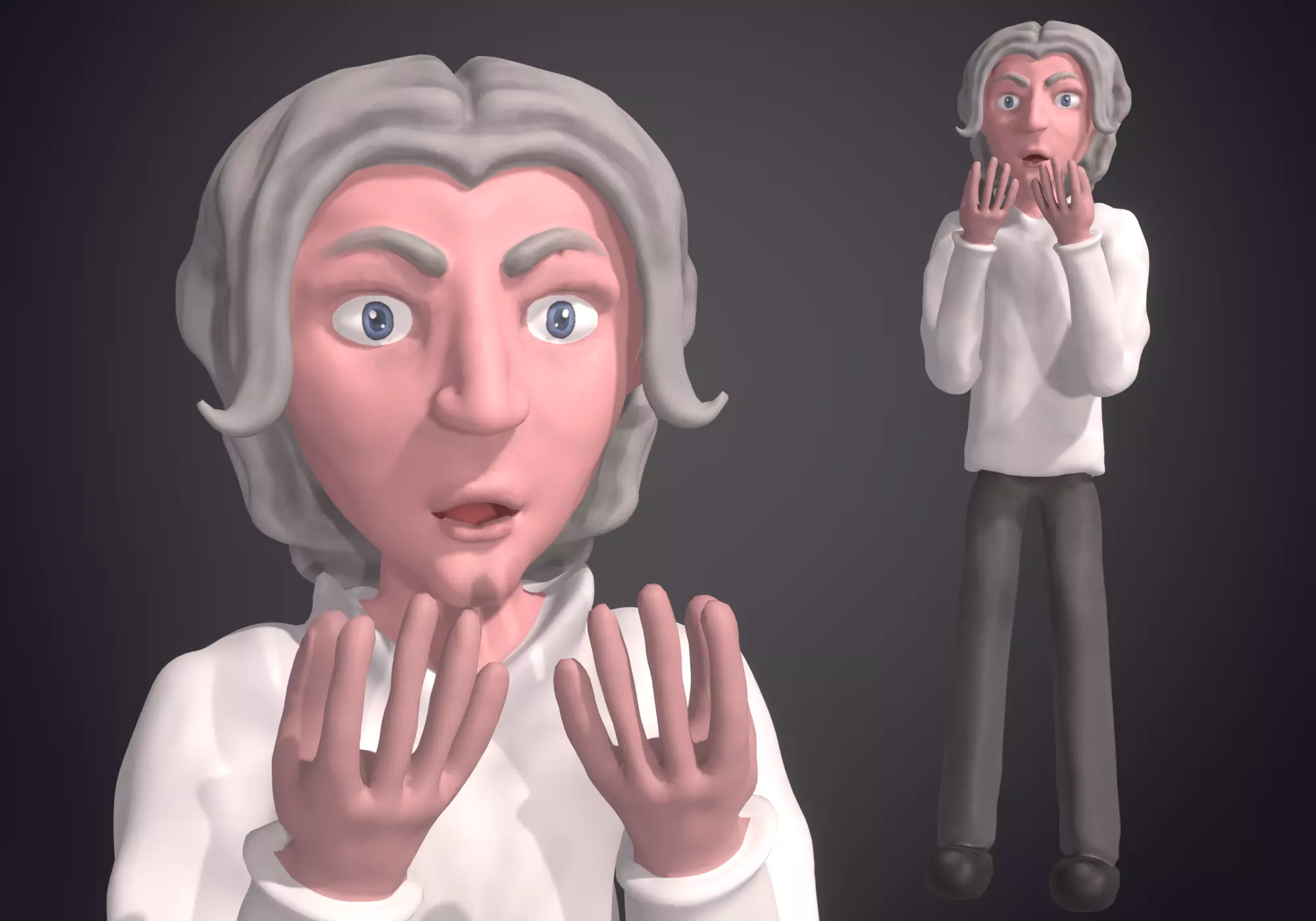 old man shocked 3D model_0