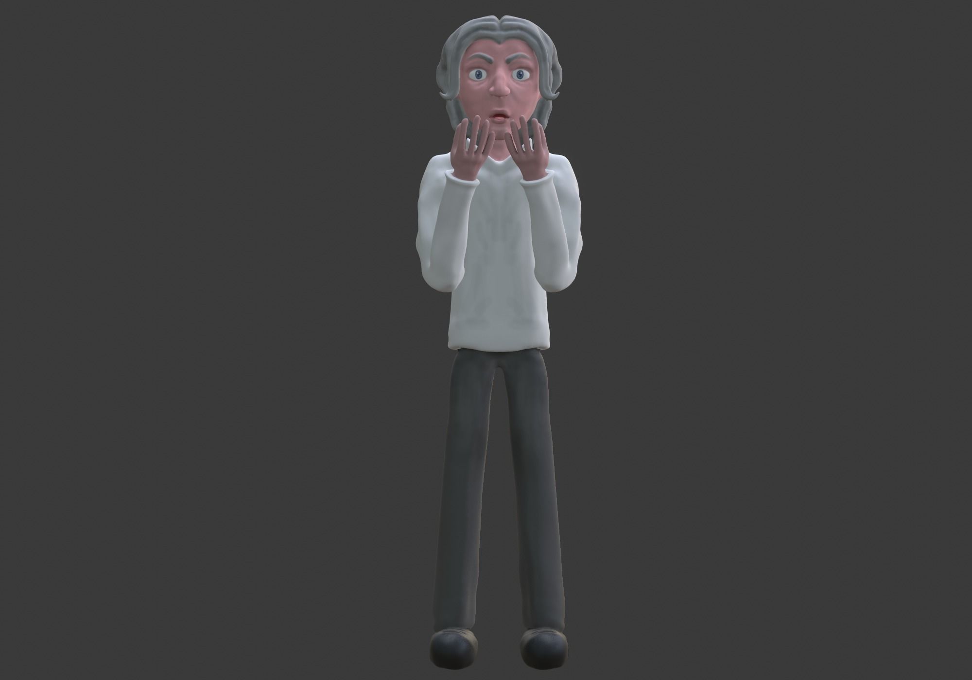 old man shocked 3D model_6