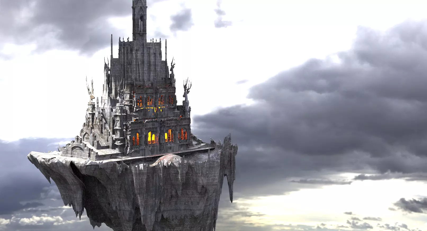 Floating Palace medieval 3D model_0