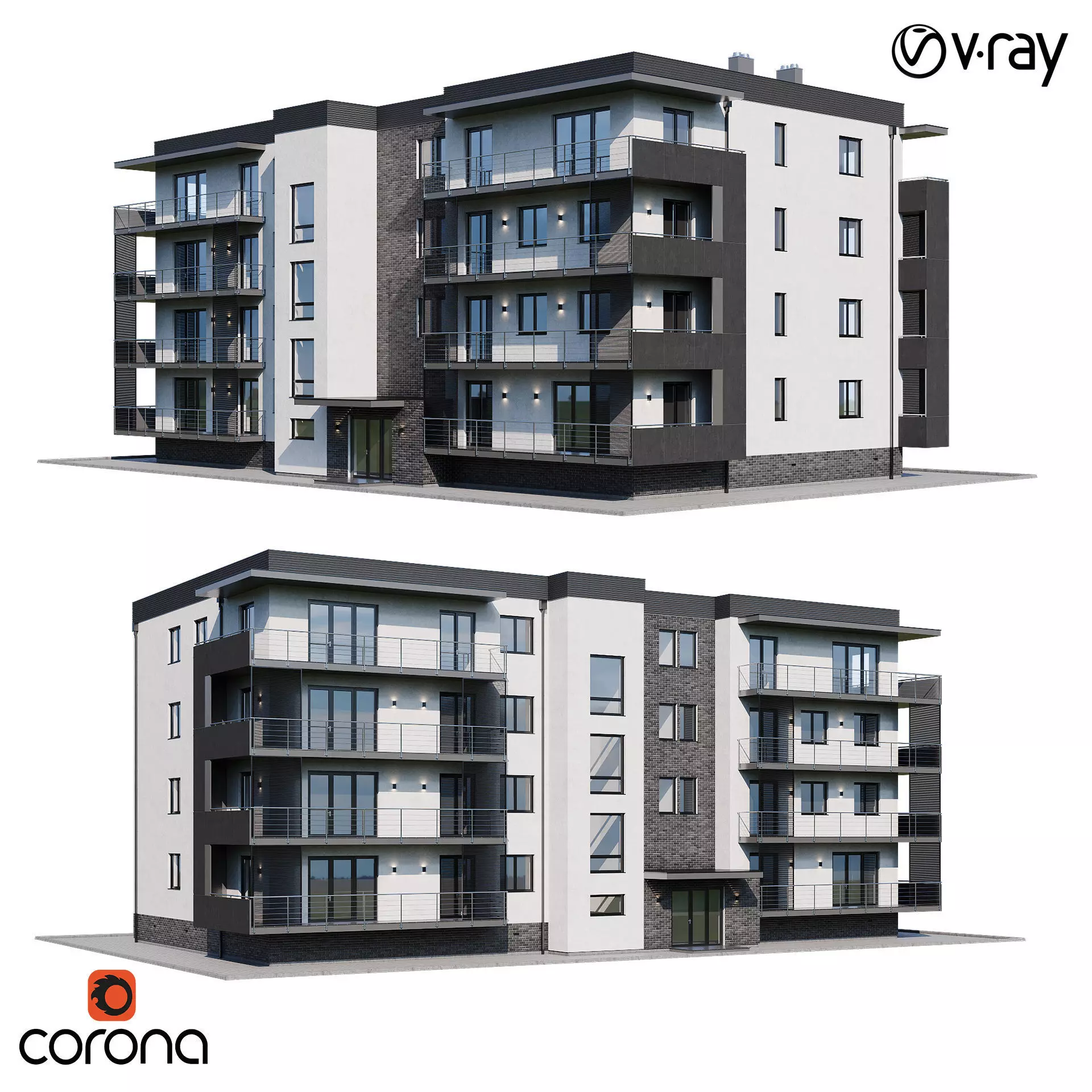 Apartment house 2 3D model_0