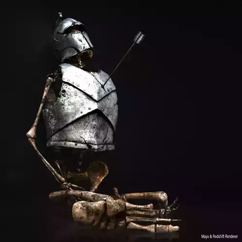 Dead Warrior Low-poly 3D model