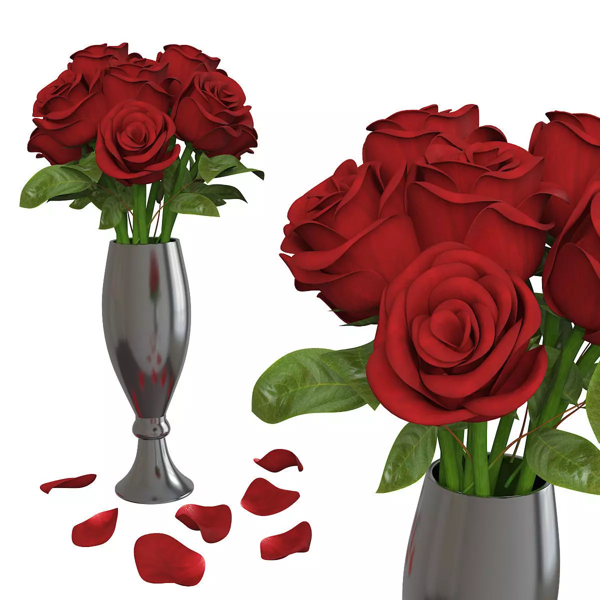 Rose Flowers 3d model Low-poly 3D model_0