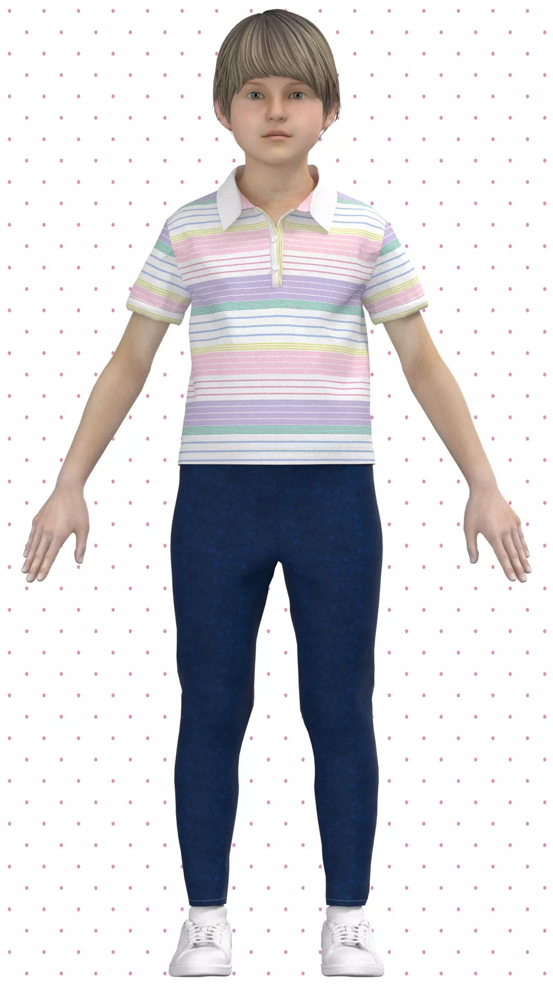 Kid Girls Polo Shirt and legging Low-poly 3D model