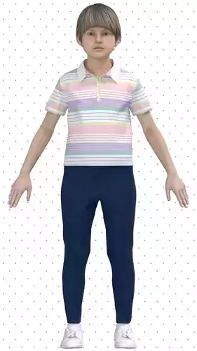 Kid Girls Polo Shirt and legging Low-poly 3D model