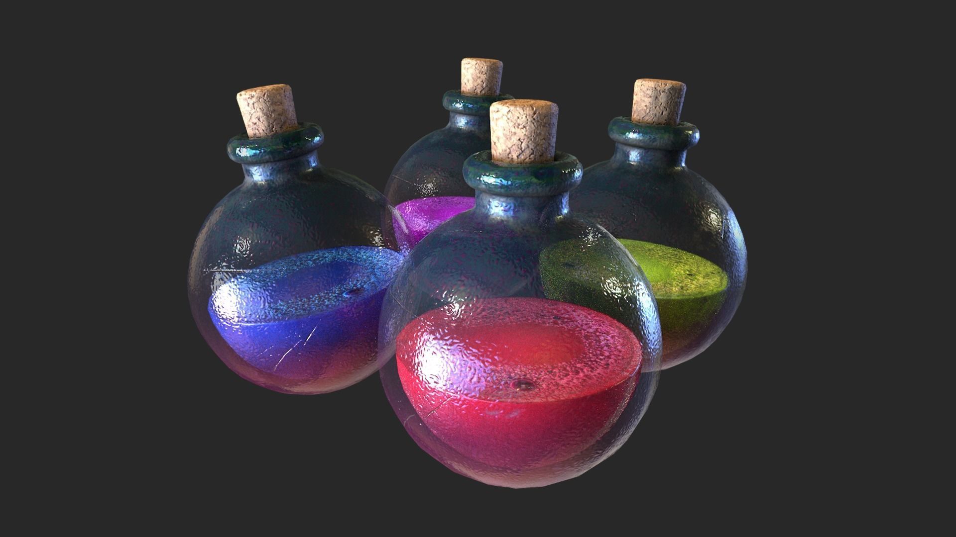 Healing Potion Low-poly 3D model_5