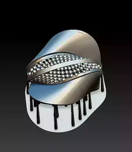 ring59 silver hair ring with diamonds