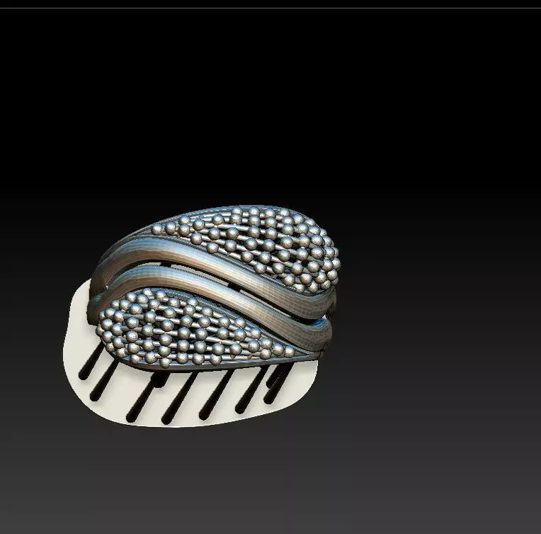 ring58 silver hair comb 3D print model